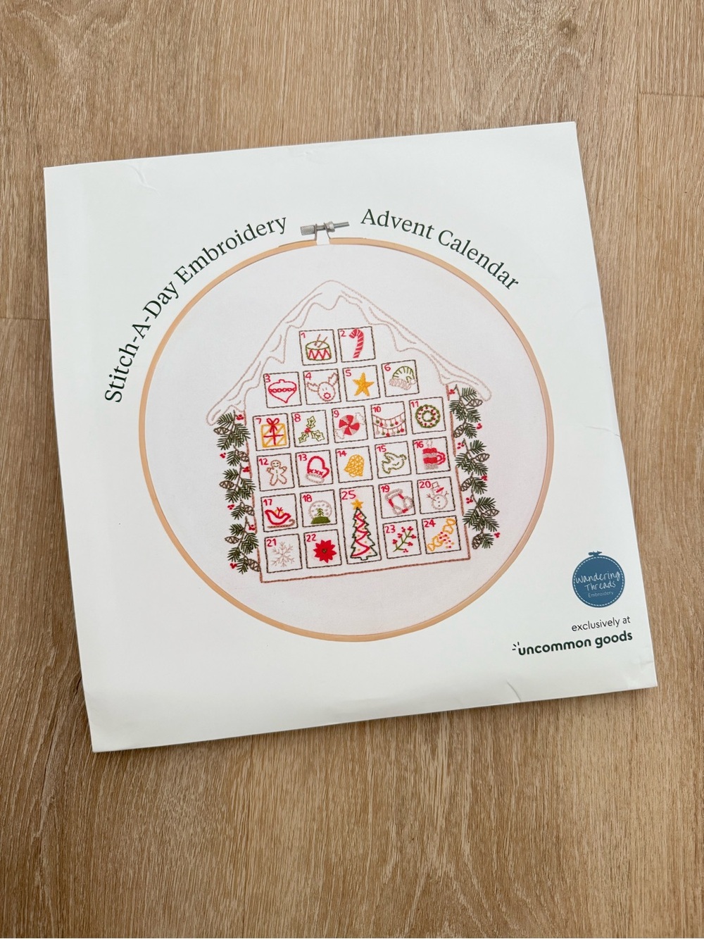 Uncommon goods stitch a day embroidery advent calendar kit